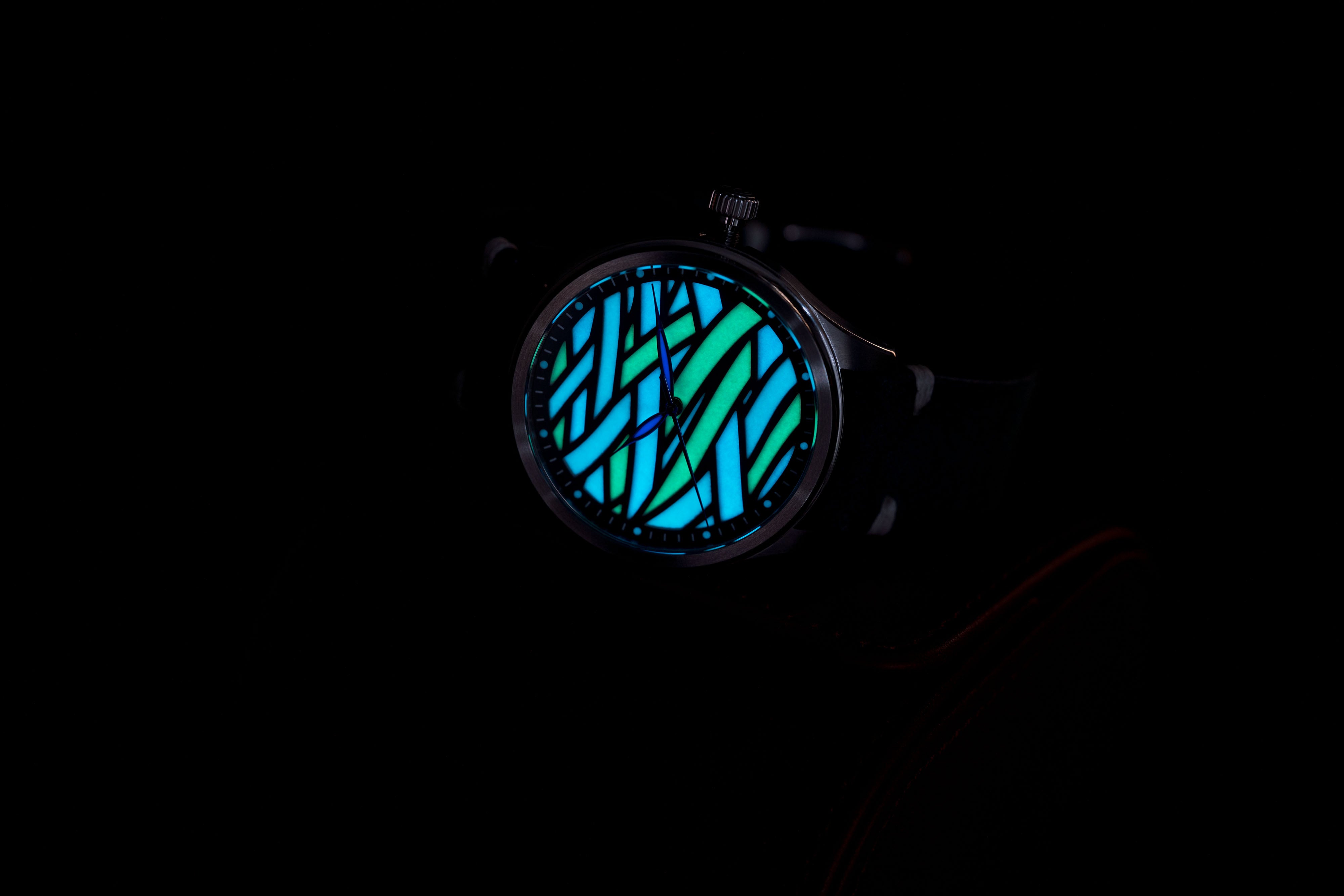 River lume watch glowing, by Houtman watches