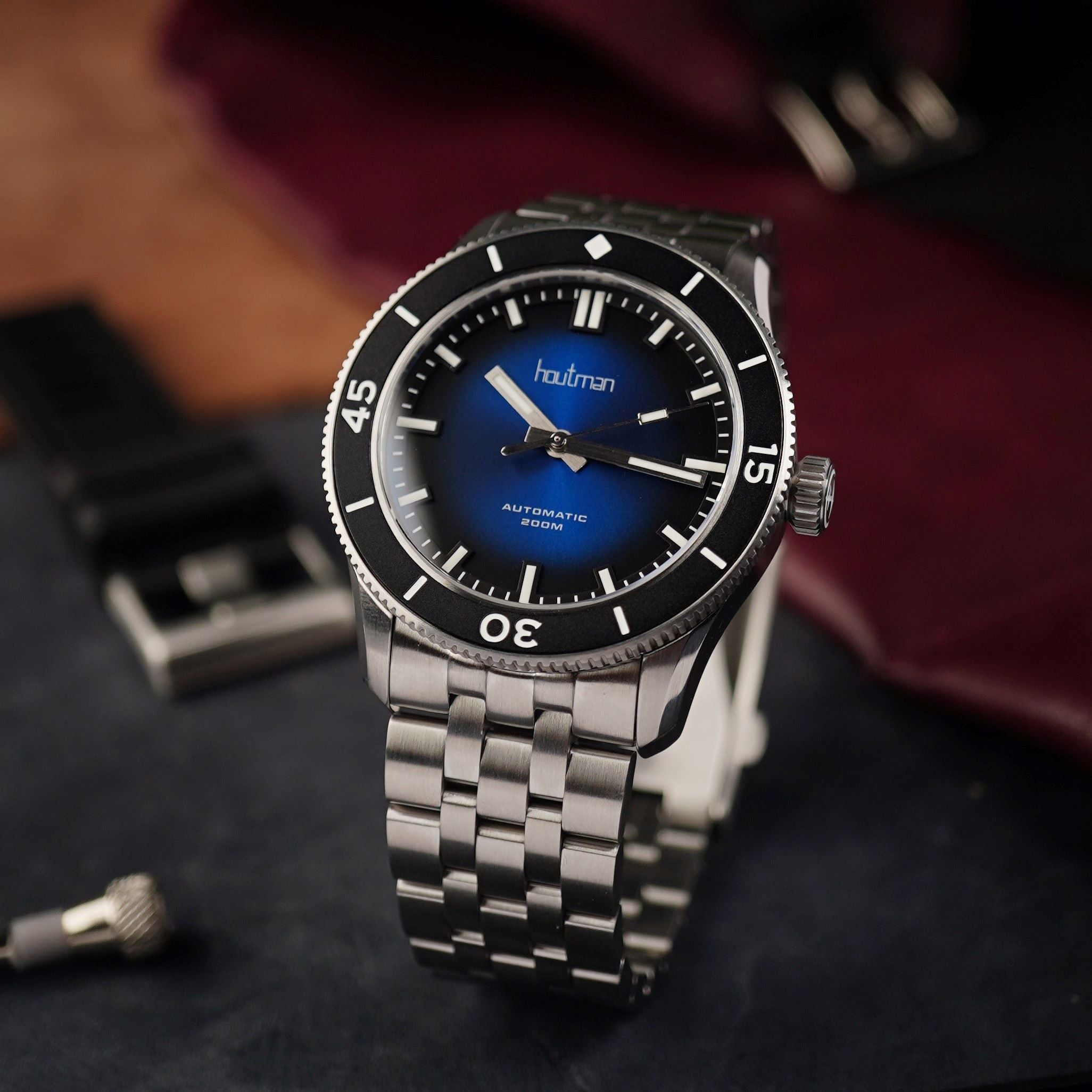 beautiful fume blue sunray dial dive watch australian brand