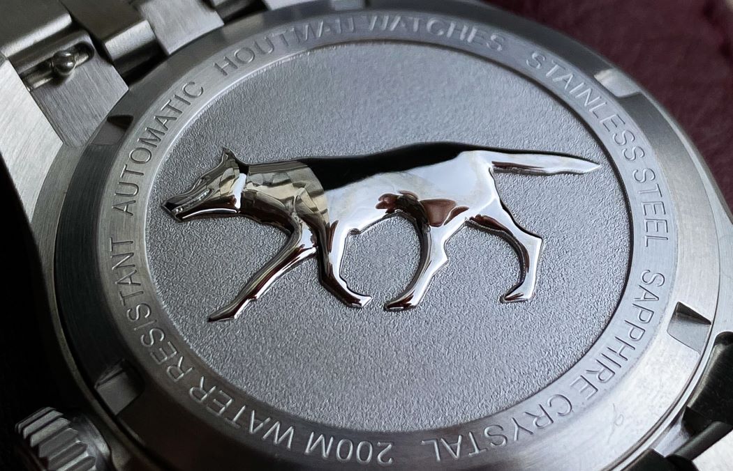 deep embossed watch case back featuring a dog Australian Watches