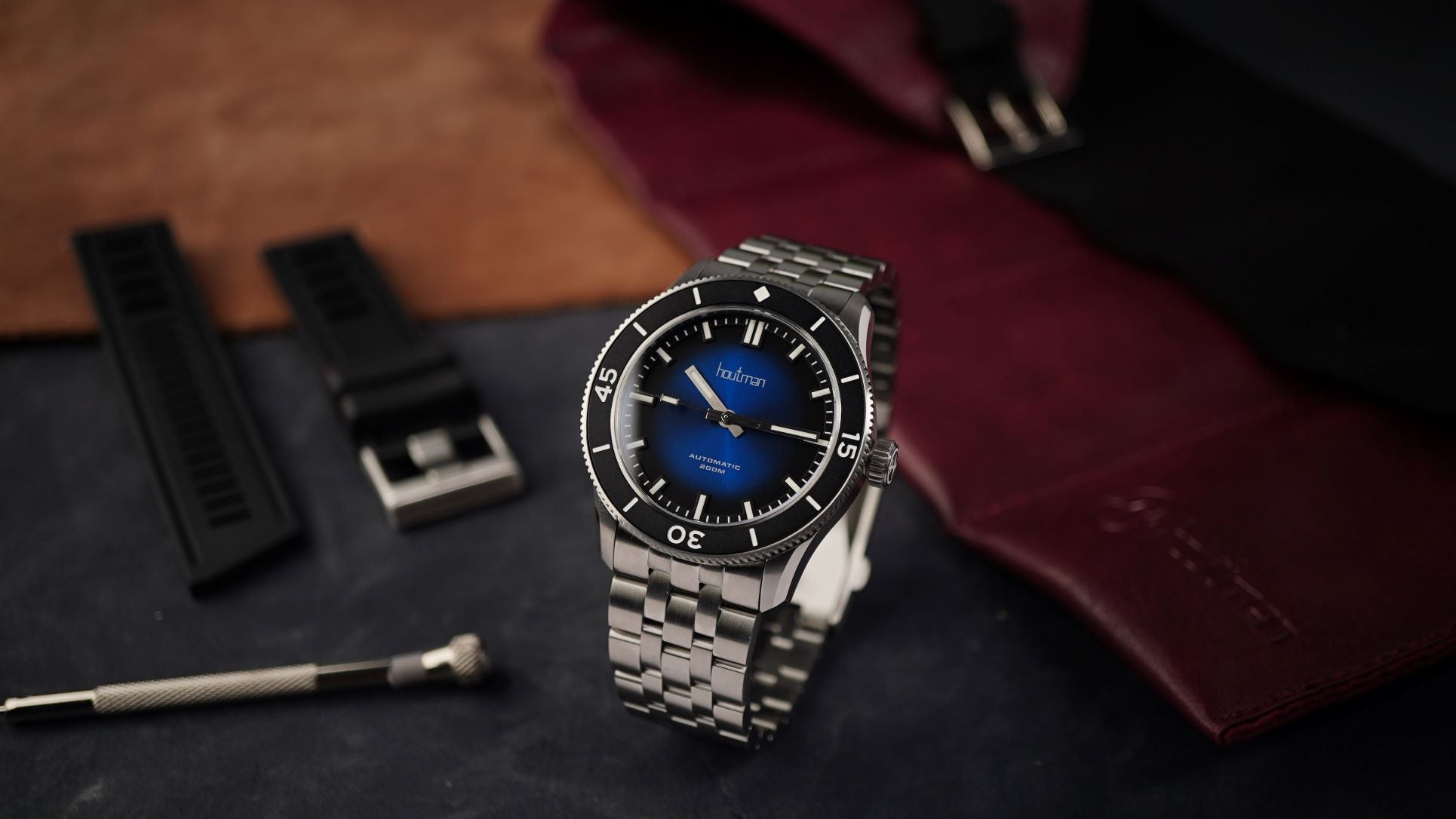 high quality mens watch with blue dial